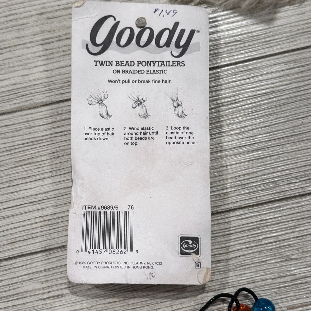 1989 Goody 14 Twin Bead Ponytailers Elastic Hair Ties Knockers Multicolored